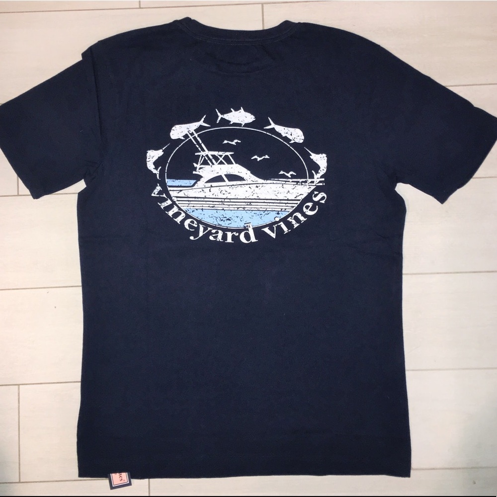 New Vineyard Vines Navy Blue Front Pocket T-Shirt